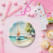 Elegante minimalistische Bootsfahrt Hochzeit Pappteller (Party)