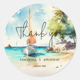 Elegante minimalistische Bootsfahrt Hochzeit Runder Aufkleber