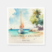 Elegante minimalistische Bootsfahrt Hochzeit Serviette (Vorderseite)