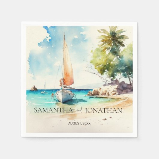 Elegante minimalistische Bootsfahrt Hochzeit Serviette (Vorderseite)