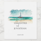 Elegante minimalistische Bootsfahrt Hochzeit Weinetikett (Einzelnes Label)