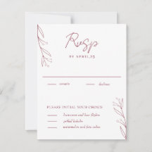 Elegante minimalistische botanische Burgunder-RSVP