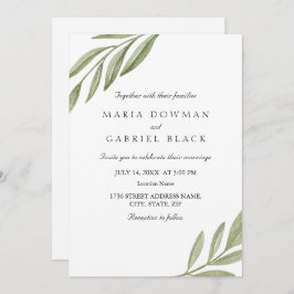 Elegante minimalistische Botanische Hochzeit Einladung