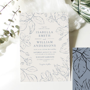 Elegante Minimalistische botanische Hochzeit Einladung