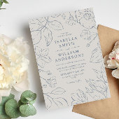 Elegante Minimalistische botanische Hochzeit Einladung