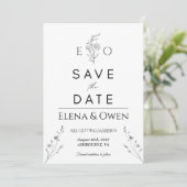 Elegante minimalistische botanische 'Save the Date (Stehend Vorderseite)