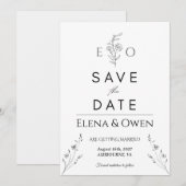 Elegante minimalistische botanische 'Save the Date (Vorne/Hinten)