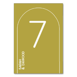 Elegante Minimalistische Brass White Muslim Hochze Tischnummer