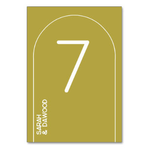 Elegante Minimalistische Brass White Muslim Hochze Tischnummer