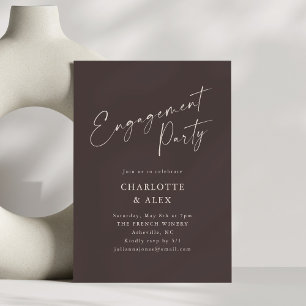 Elegante minimalistische braune Schrift Engagement Einladung