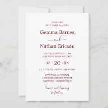 Elegante Minimalistische Burgundy Red Script Weddi