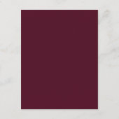 Elegante Minimalistische Burgundy Red Wedding Deta Begleitkarte (Rückseite)