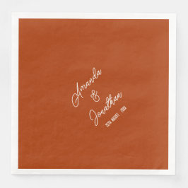 Elegante Minimalistische Burnt Orange und White We Serviette