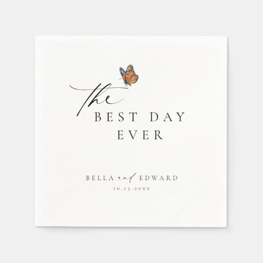 Elegante Minimalistische Butterfly-Hochzeit Serviette (Vorderseite)