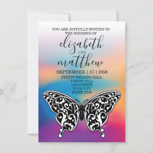 Elegante minimalistische Butterfly- und Sonnenunte Einladung