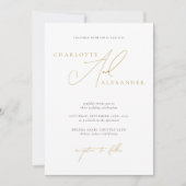 Elegante Minimalistische Calligraphie White Gold H Einladung (Vorderseite)