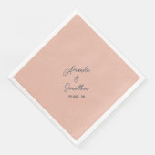 Elegante Minimalistische Cashmere Peach White Wedd Serviette (Ecke)