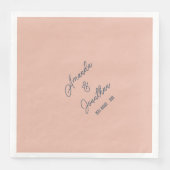 Elegante Minimalistische Cashmere Peach White Wedd Serviette (Vorderseite)