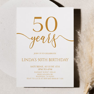 Elegante minimalistische Champagner 50. Geburtstag Einladung