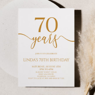 Elegante Minimalistische Champagner 70. Geburtstag Einladung