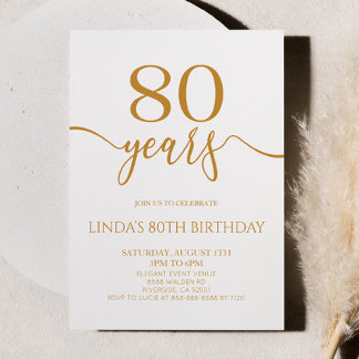 Elegante minimalistische Champagner 80. Geburtstag Einladung