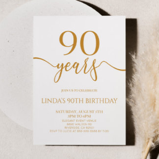 Elegante Minimalistische Champagner 90. Geburtstag Einladung