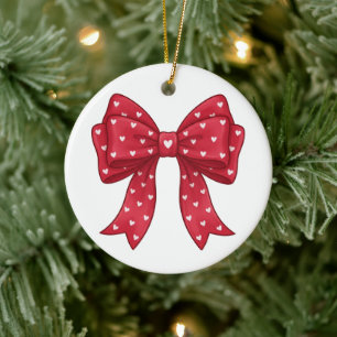 Elegante minimalistische Coquette-Rote Schleife mi Keramik Ornament