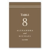 Elegante Minimalistische Cream Taupe Hochzeit Tischnummer (Rückseite)