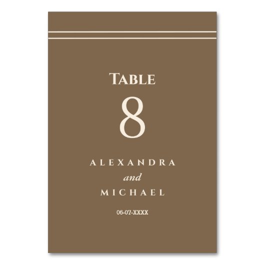 Elegante Minimalistische Cream Taupe Hochzeit Tischnummer (Rückseite)