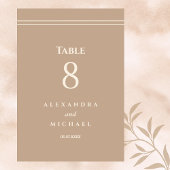 Elegante Minimalistische Cream Taupe Hochzeit Tischnummer
