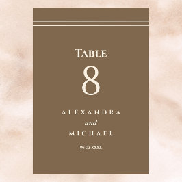 Elegante Minimalistische Cream Taupe Hochzeit Tischnummer