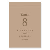 Elegante Minimalistische Cream Taupe Hochzeit Tischnummer (Rückseite)
