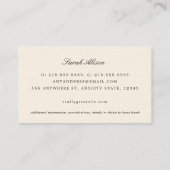 Elegante Minimalistische Creme Beruflich Visitenkarte (Rückseite)