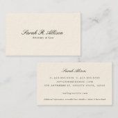 Elegante Minimalistische Creme Beruflich Visitenkarte (Vorne/Hinten)