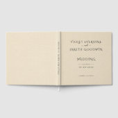Elegante Minimalistische Creme-Linen-Effekt Hochze Gästebuch (Voll)