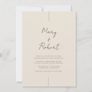 Elegante minimalistische cremefarbene moderne Hoch Einladung