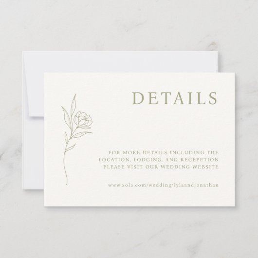 Elegante Minimalistische Detailkarten für Elfenbei RSVP Karte (Vorderseite)