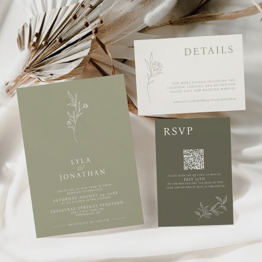 Elegante Minimalistische Detailkarten für Elfenbei RSVP Karte