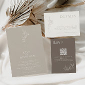 Elegante Minimalistische Detailkarten für Elfenbei RSVP Karte