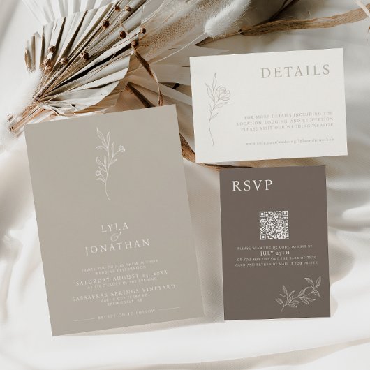 Elegante Minimalistische Detailkarten für Elfenbei RSVP Karte