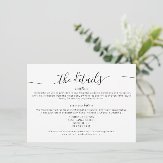 Elegante Minimalistische Details zur Hochzeit Einladung (Stehend Vorderseite)