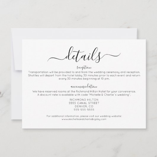 Elegante Minimalistische Details zur Hochzeit Einladung (Vorderseite)