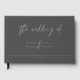 Elegante minimalistische dunkelgraue Kalligraphief Gästebuch