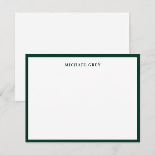 Elegante minimalistische dunkelgrüne Namensgrenze Mitteilungskarte