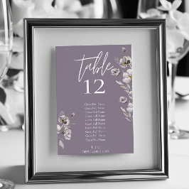 Elegante Minimalistische, dunkle lila Aquarell 10 Tischnummer