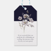 Elegante minimalistische dunkle Marine, Aquarell D Geschenkanhänger (Rückseite)