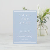 Elegante Minimalistische Dusty Blue Save the Date (Stehend Vorderseite)