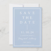 Elegante Minimalistische Dusty Blue Save the Date (Vorderseite)