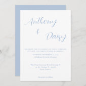 Elegante Minimalistische Dusty Blue Wedding Einlad Einladung (Vorne/Hinten)