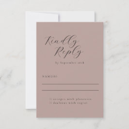 Elegante Minimalistische Dusty Mauve Calligraphy W RSVP Karte